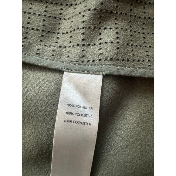 Chico's | Olive Green Faux Suede Moto Perforated Waterfall Vest  | Size Small - Picture 5 of 6